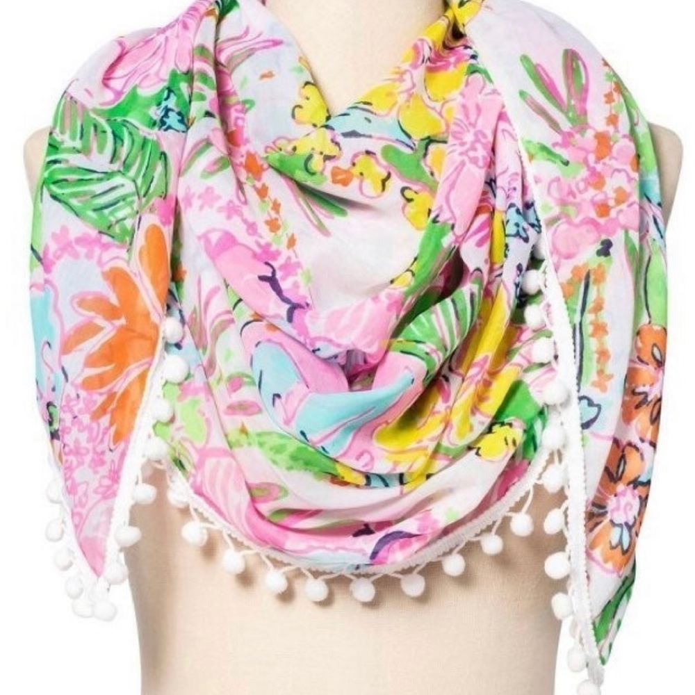 Lilly Pulitzer Nosey Posey Pom Pom scarf